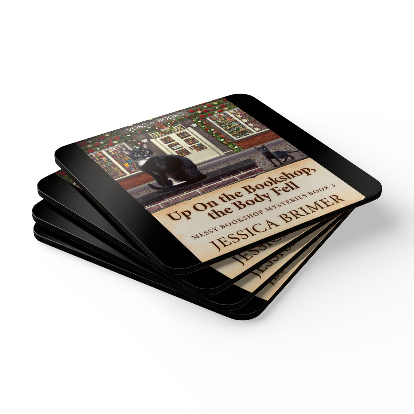 Up On the Bookshop, the Body Fell - Corkwood Coaster Set