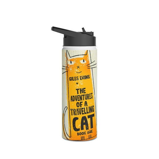 The Adventures Of A Travelling Cat - Stainless Steel Water Bottle