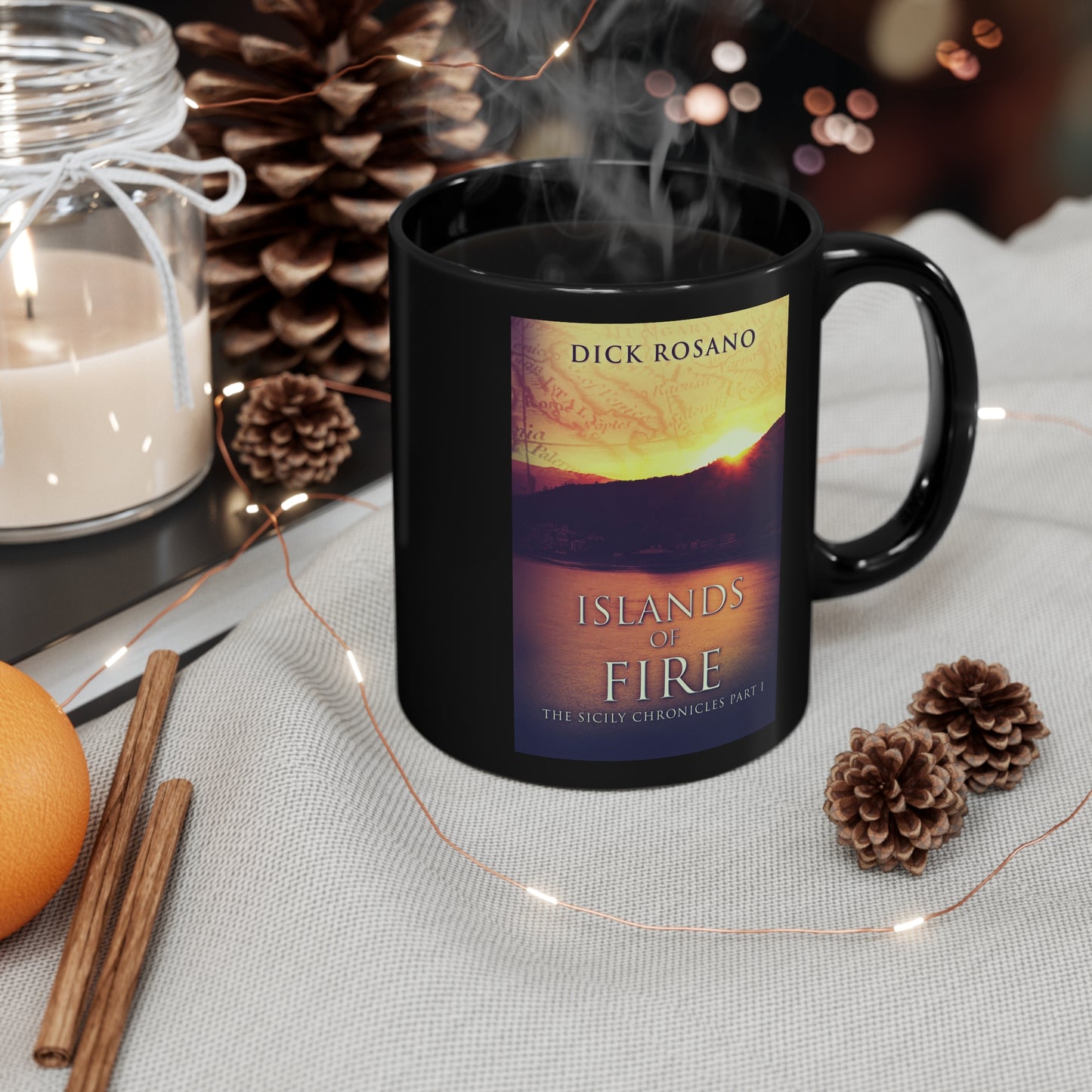 Islands Of Fire - Black Coffee Mug