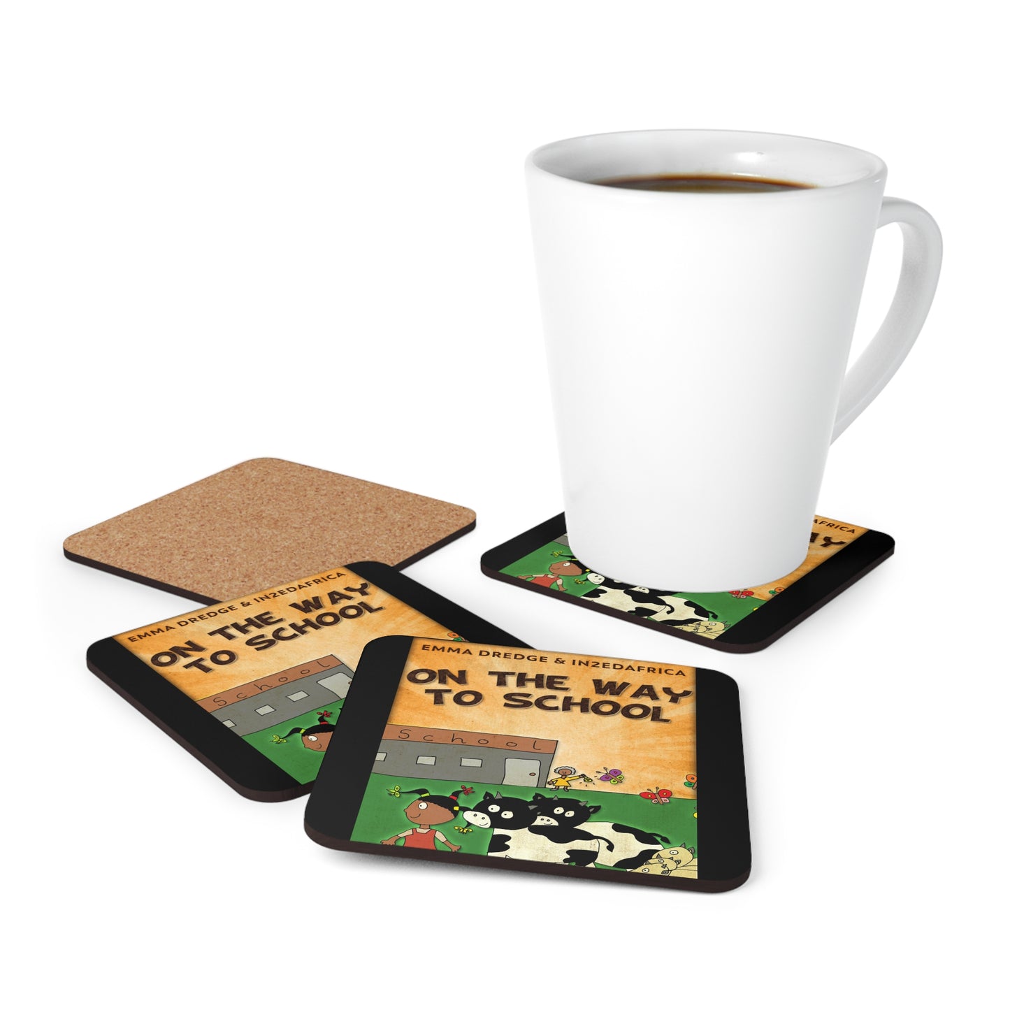 On The Way To School - Corkwood Coaster Set