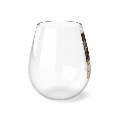 Up On the Bookshop, the Body Fell - Stemless Wine Glass, 11.75oz