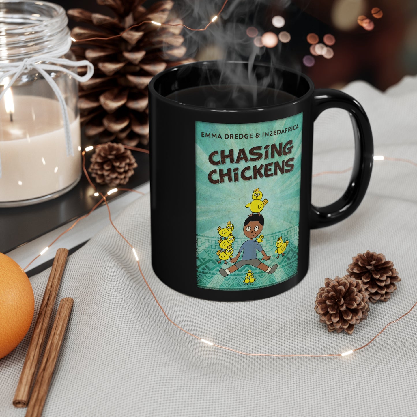 Chasing Chickens - Black Coffee Mug