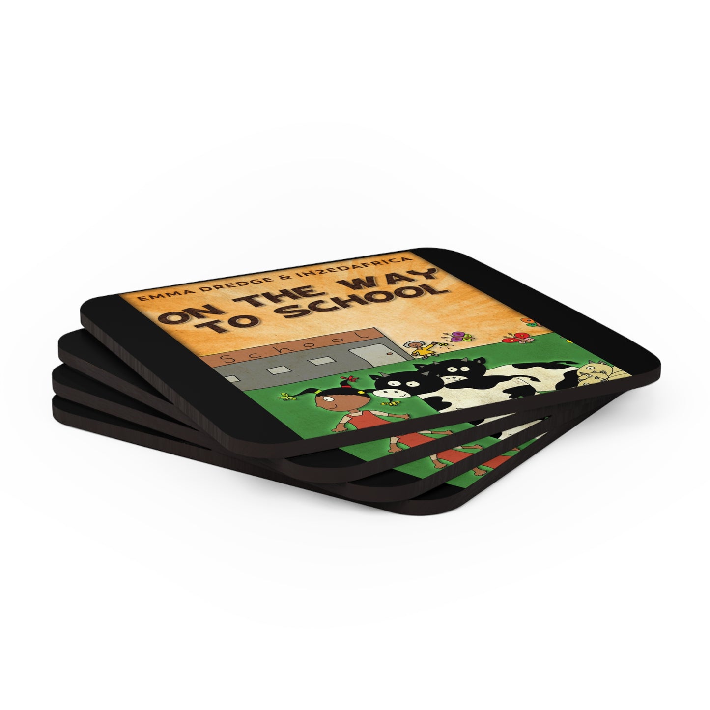 On The Way To School - Corkwood Coaster Set