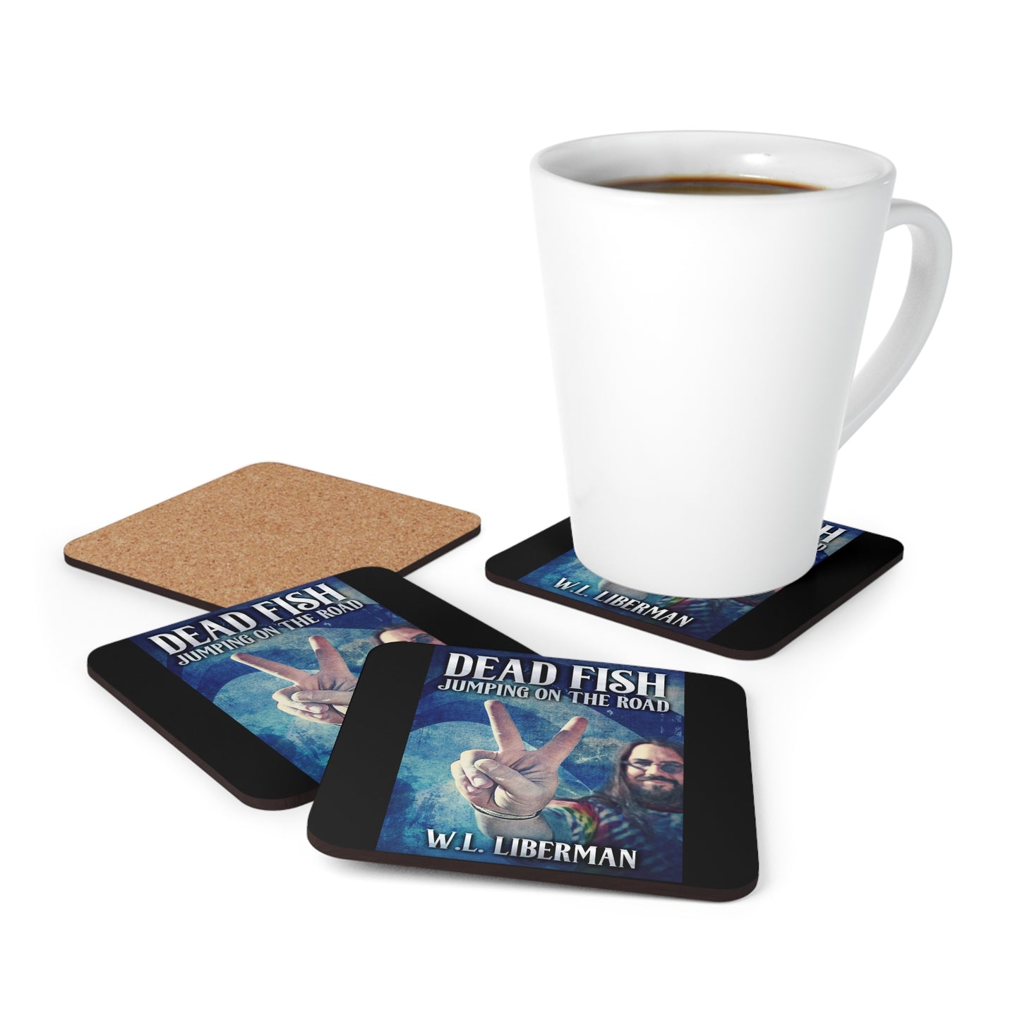 Dead Fish Jumping On The Road - Corkwood Coaster Set