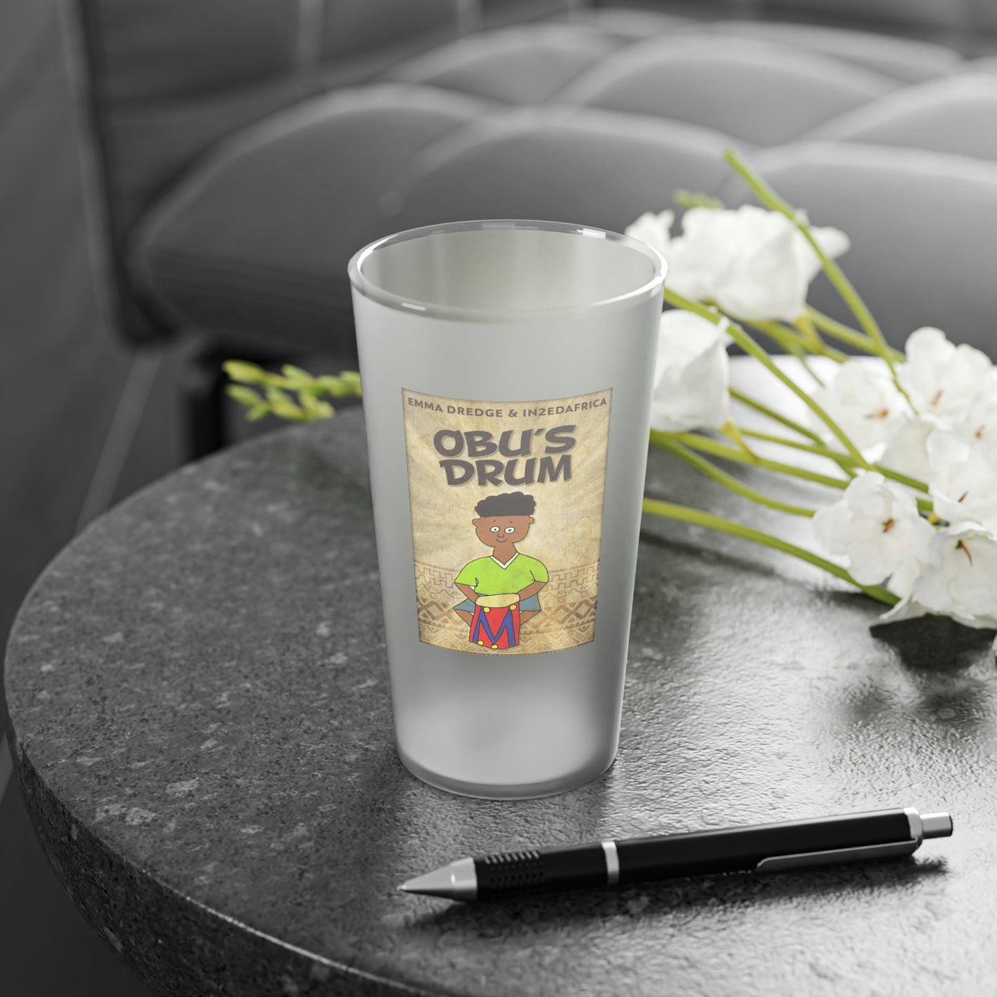 Obu's Drum - Frosted Pint Glass