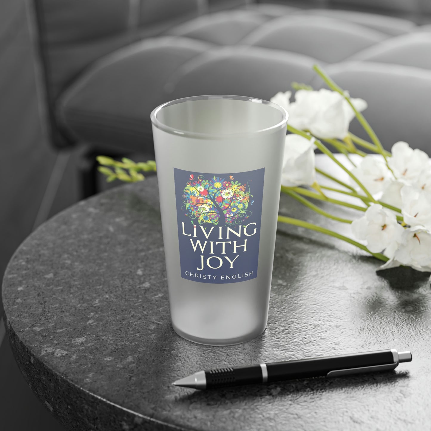 Living With Joy - Frosted Pint Glass