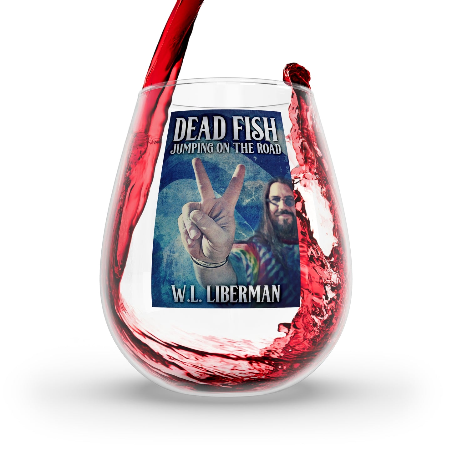 Dead Fish Jumping On The Road - Stemless Wine Glass, 11.75oz