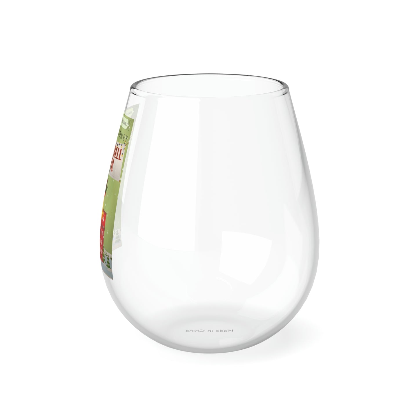 Sleigh Bell Tower - Stemless Wine Glass, 11.75oz