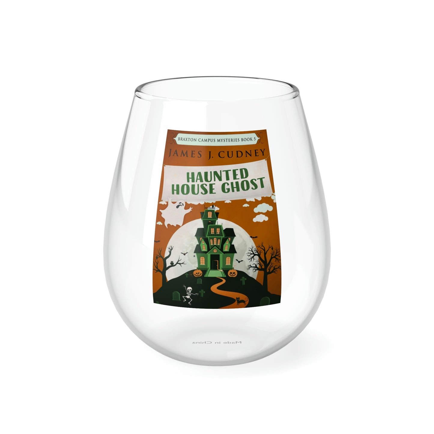 Haunted House Ghost - Stemless Wine Glass, 11.75oz