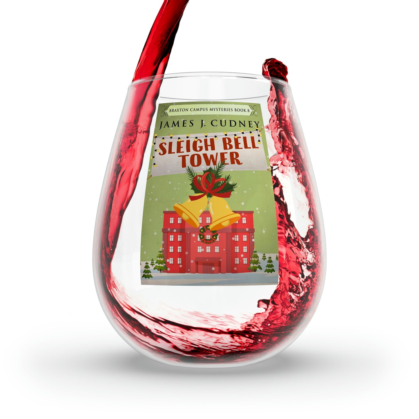 Sleigh Bell Tower - Stemless Wine Glass, 11.75oz