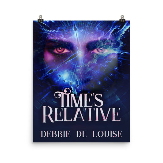 poster with cover art from Debbie De Louise's book Time's Relative