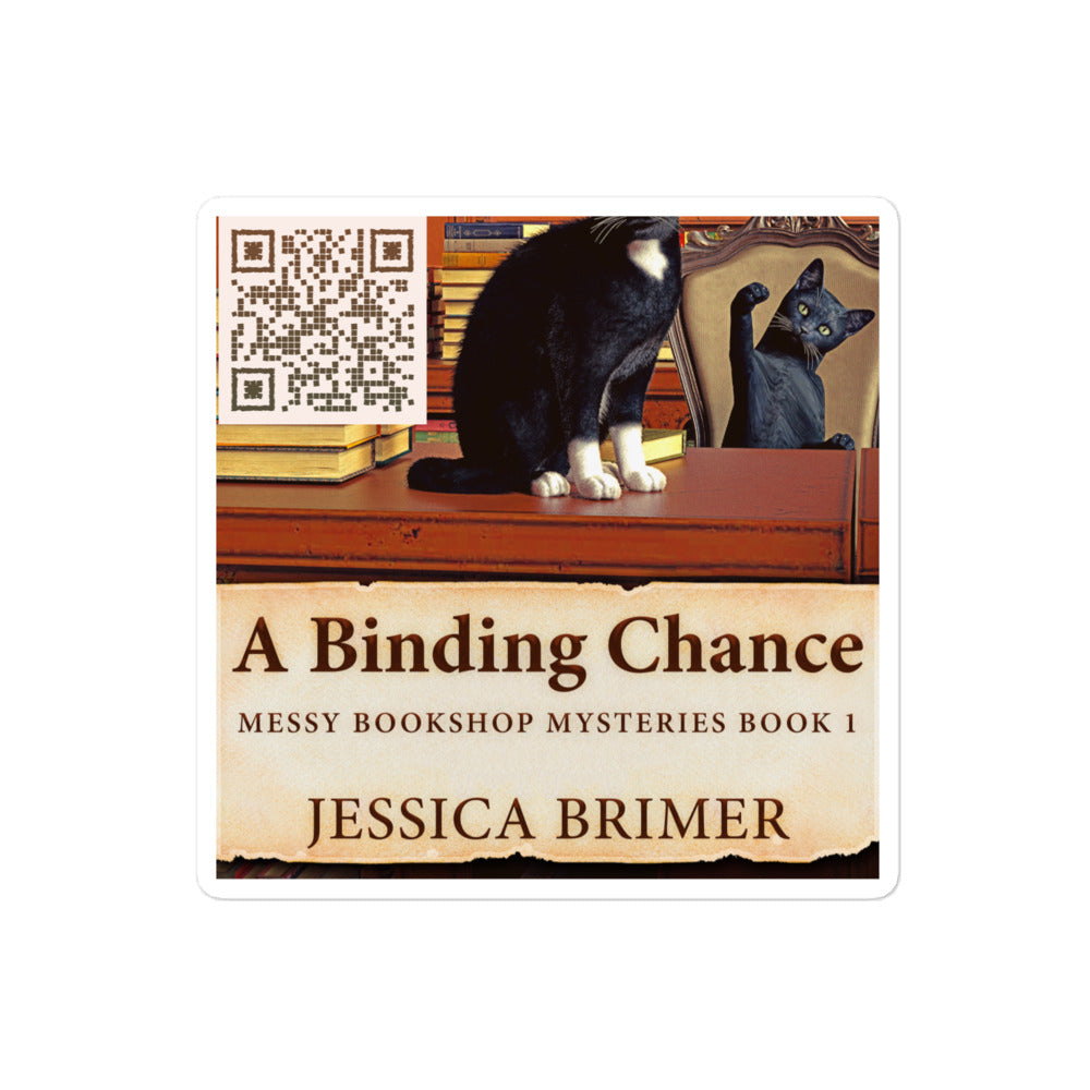 sticker with cover of Jessica Brimer's book A Binding Chance